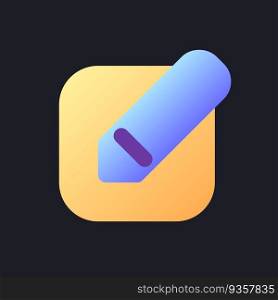 Edit flat gradient fill ui icon for dark theme. Application tool. Online editor. Software feature. Pixel perfect color pictogram. GUI, UX design on black space. Vector isolated RGB illustration. Edit flat gradient fill ui icon for dark theme