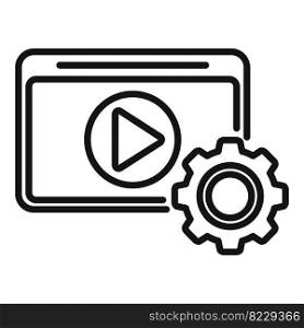 Edit gear movie icon outline vector. Video montage. Sound clip. Edit gear movie icon outline vector. Video montage