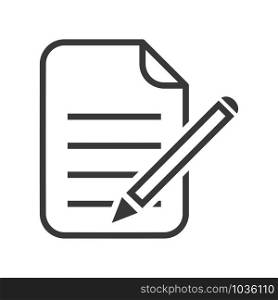 Edit icon with document and pencil in simple vector style
