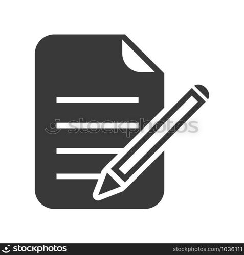 Edit icon with document and pencil in simple vector style