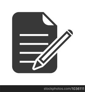 Edit icon with document and pencil in simple vector style