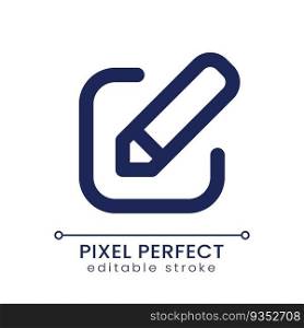 Edit pixel perfect linear ui icon. Application tool. Online editor. Software feature. Make changes. GUI, UX design. Outline isolated user interface element for app and web. Editable stroke. Edit pixel perfect linear ui icon