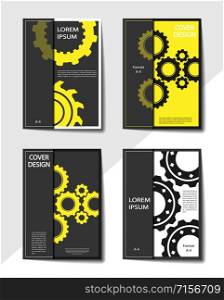 Editable business cover design with gears. Mechanical design for brochures, presentations and any publications.