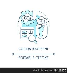 Editable carbon footprint linear concept, isolated vector, blue thin line icon representing carbon border adjustment.. 2D carbon footprint concept linear icon