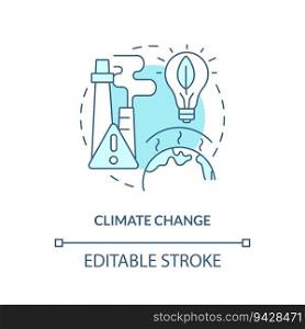 Editable climate change linear concept, isolated vector, blue thin line icon representing carbon border adjustment.. 2D climate change concept icon