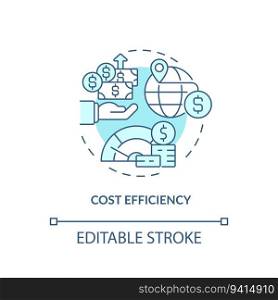 Editable cost efficiency icon, isolated vector, foreign direct investment thin line illustration.. Customizable cost efficiency linear icon FDI concept