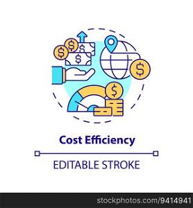 Editable cost efficiency icon, isolated vector, foreign direct investment thin line illustration.. Customizable cost efficiency icon FDI concept
