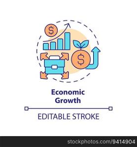 Editable economic growth icon, isolated vector, foreign direct investment thin line illustration.. Customizable economic growth icon FDI concept