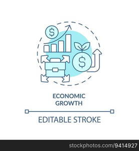 Editable economic growth icon, isolated vector, foreign direct investment thin line illustration.. Customizable economic growth linear icon FDI concept