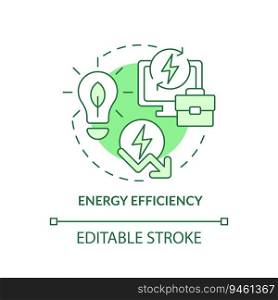 Editable energy efficiency green icon concept, isolated vector, sustainable office thin line illustration.. 2D customizable energy efficiency line icon concept
