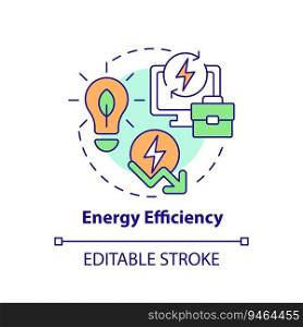 Editable energy efficiency icon concept, isolated vector, sustainable office thin line illustration.. 2D customizable energy efficiency line icon concept