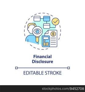 Editable financial disclosure icon concept, isolated vector, lobbying government thin line illustration.. 2D customizable financial disclosure icon concept