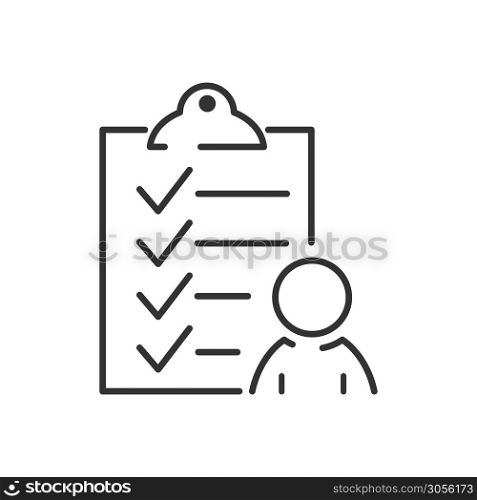 Editable icon of the ballot paper, survey or questionnaire of the respondent, job seeker. Isolated style, simple design.