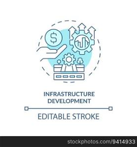 Editable infrastructure development icon, isolated vector, foreign direct investment thin line illustration.. Customizable infrastructure development icon FDI concept