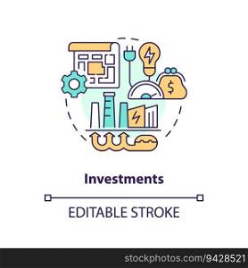 Editable investments concept, isolated vector, thin line icon representing carbon border adjustment.. 2D customizable investments concept icon