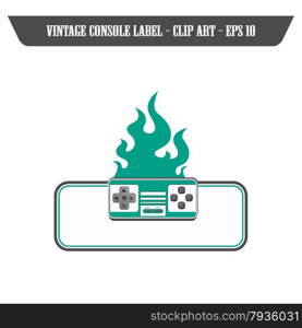 editable label video game console theme vector graphic art design illustration