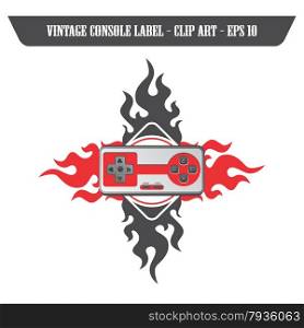 editable label video game console theme vector graphic art design illustration