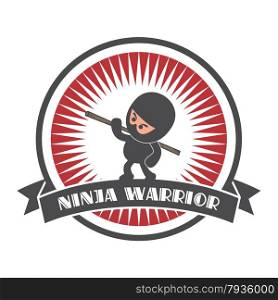 editable ninja cartoon label sticker vector graphic art design illustration
