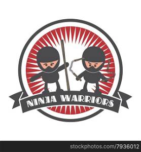 editable ninja cartoon label sticker vector graphic art design illustration