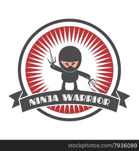 editable ninja cartoon label sticker vector graphic art design illustration