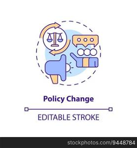 Editable policy change icon concept, isolated vector, lobbying government thin line illustration.. 2D customizable policy change icon concept