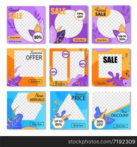 Editable Promo Kit for Online Instagram Shop. Streaming Media Posts. Frames for Fashion Applications. Sale Coupons, Special Discounts, Final Proposition, Best Prices. Promo Vector Illustration. Trendy Promo Kit for Online Instagram Shop