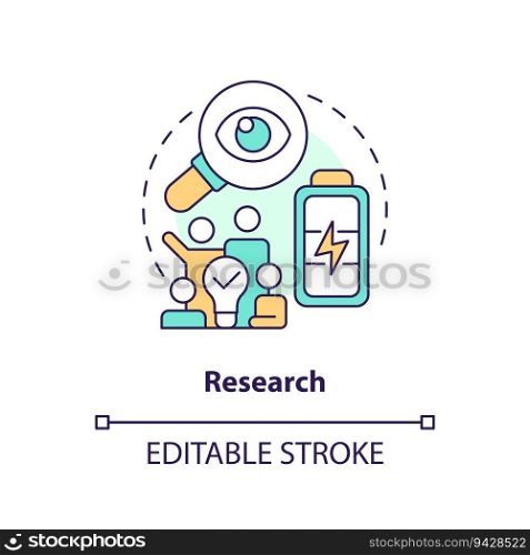 Editable research concept, isolated vector, thin line icon representing carbon border adjustment.. 2D customizable research concept icon
