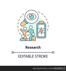 Editable research concept, isolated vector, thin line icon representing carbon border adjustment.. 2D customizable research concept icon