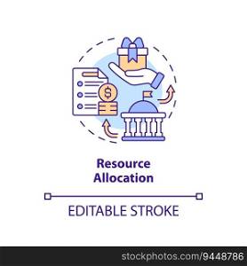 Editable resource allocation icon concept, isolated vector, lobbying government thin line illustration.. 2D customizable resource allocation icon concept