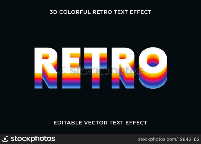 Editable retro text effect vector template