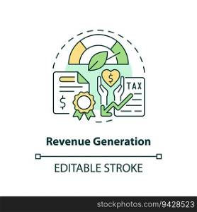Editable revenue generation concept, isolated vector, thin line icon representing carbon border adjustment.. 2D revenue generation concept icon