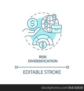 Editable risk diversification icon, isolated vector, foreign direct investment thin line illustration.. Customizable risk diversification linear icon FDI concept