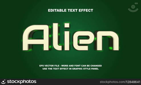 Editable Text Effect Alien 3D Vector Template