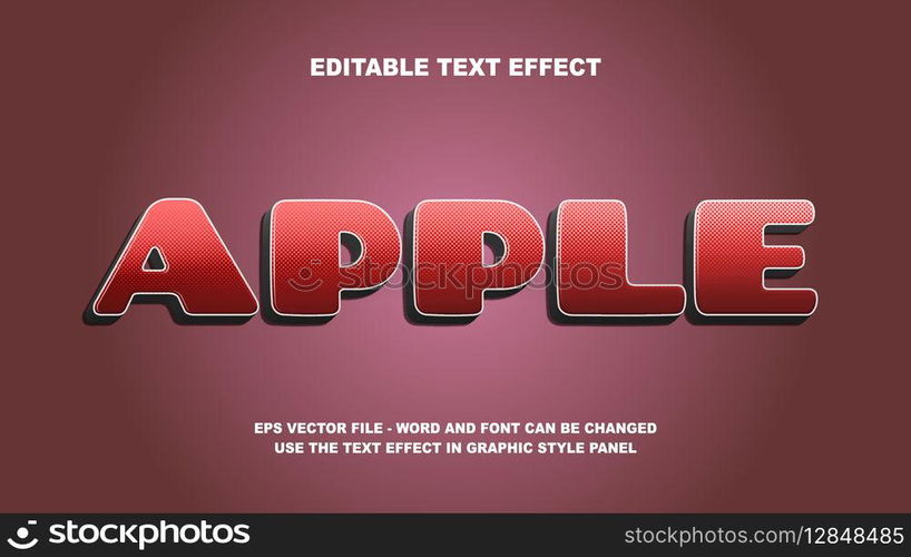 Editable Text Effect Apple 3D Vector Template