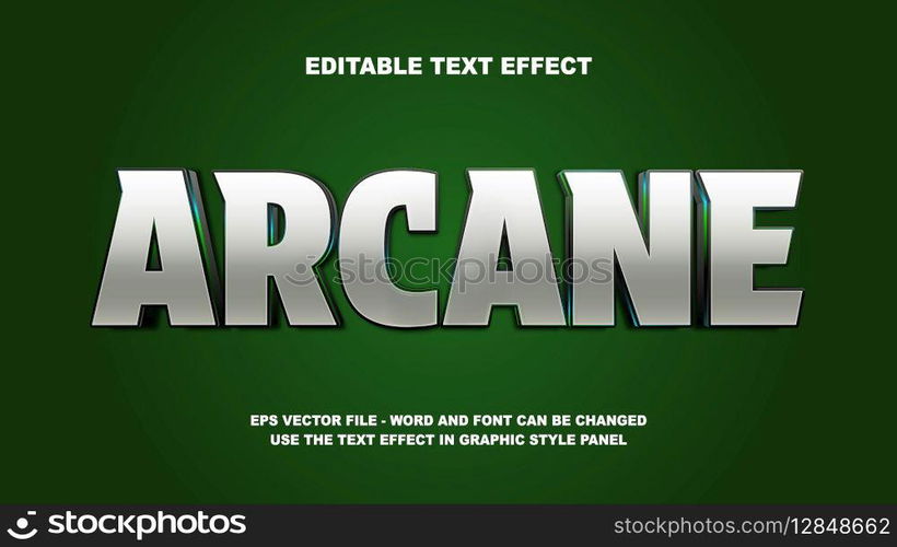 Editable Text Effect Arcane 3D Vector Template
