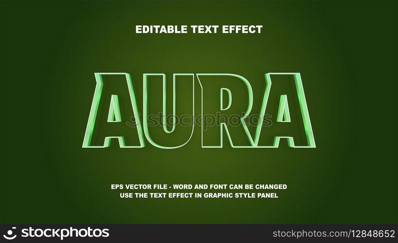 Editable Text Effect Aura 3D Vector Template