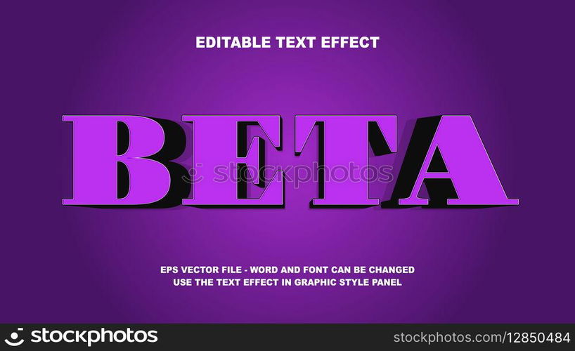Editable Text Effect Beta 3D Vector Template