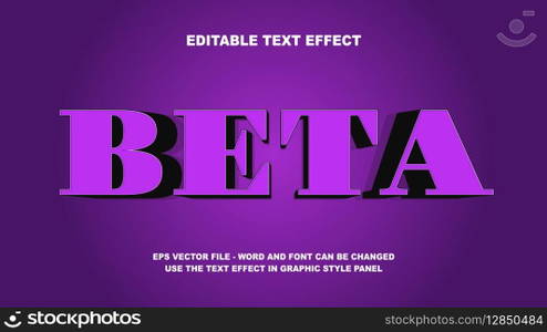 Editable Text Effect Beta 3D Vector Template