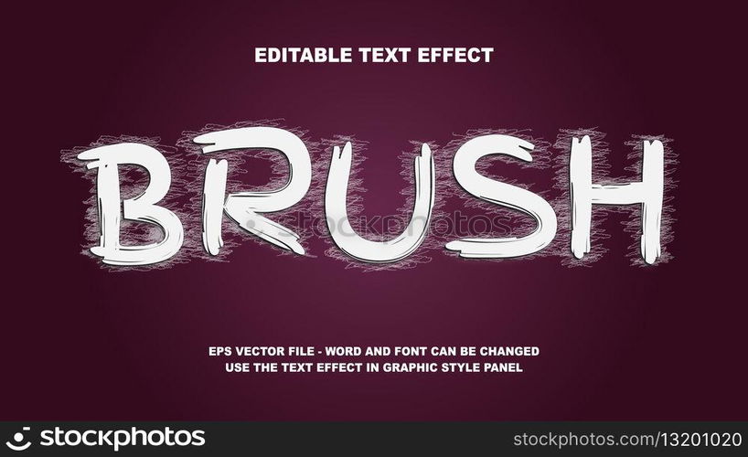 Editable Text Effect Brush 3D Vector Template