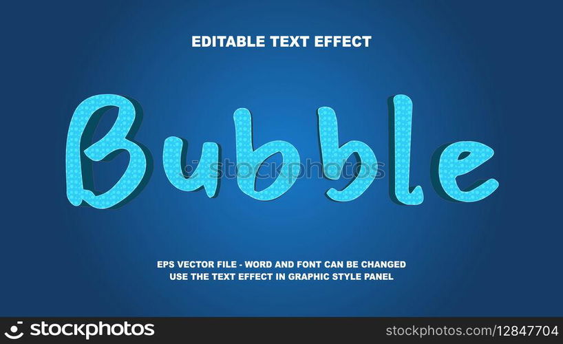 Editable Text Effect Bubble 3D Vector Template