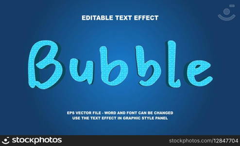 Editable Text Effect Bubble 3D Vector Template