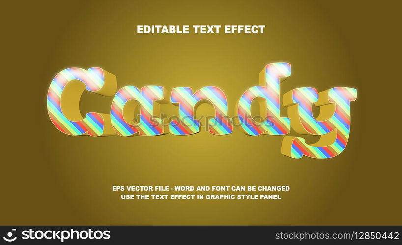 Editable Text Effect Candy 3D Vector Template