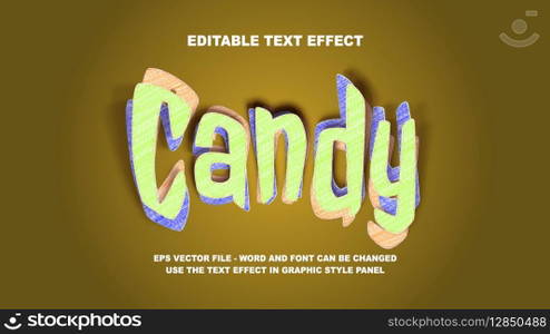 Editable Text Effect Candy 3D Vector Template