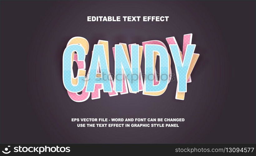 Editable Text Effect Candy 3D Vector Template