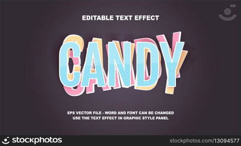 Editable Text Effect Candy 3D Vector Template