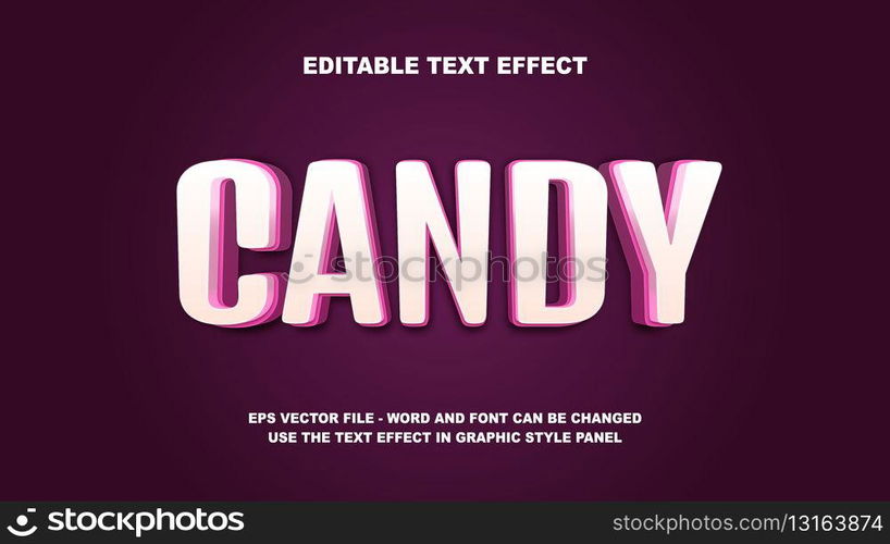 Editable Text Effect Candy 3D Vector Template