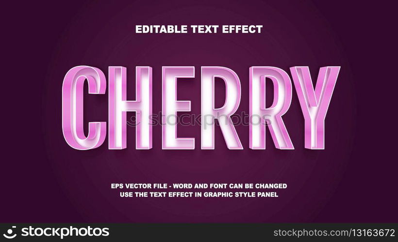 Editable Text Effect Cherry 3D Vector Template