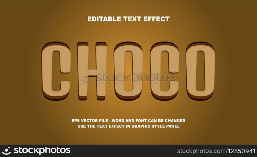 Editable Text Effect Choco 3D Vector Template