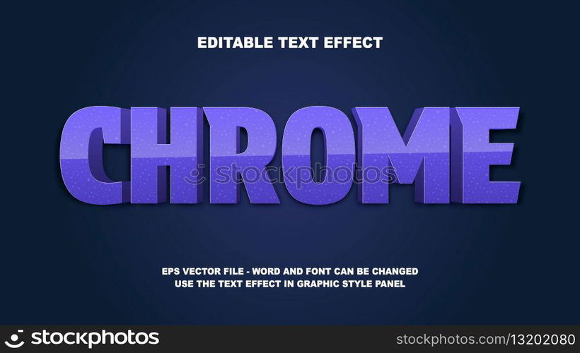 Editable Text Effect Chrome 3D Vector Template
