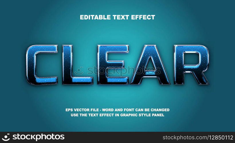 Editable Text Effect Clear 3D Vector Template